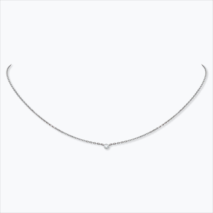 1 Stone 18K White Gold Necklace w. Diamond