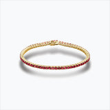 Tennis 18K Goldarmband w. Pink Saphire