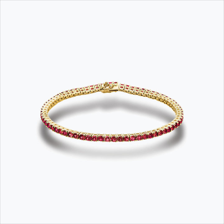 Tennis 18K Goldarmband w. Pink Saphire