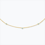 3 Stone 18K Gold Necklace w. Aquamarine