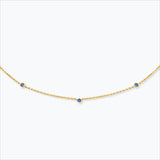 3 Stone 18K Gold Necklace w. Blue Sapphire