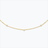 3 Sten 18K Guld Halskæde m. Diamant