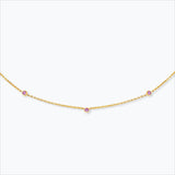 3 Sten 18K Guld Halskæde m. Pink Safir