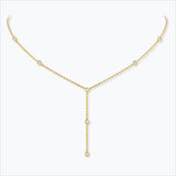7 Stone 18K Gold Necklace w. Diamonds