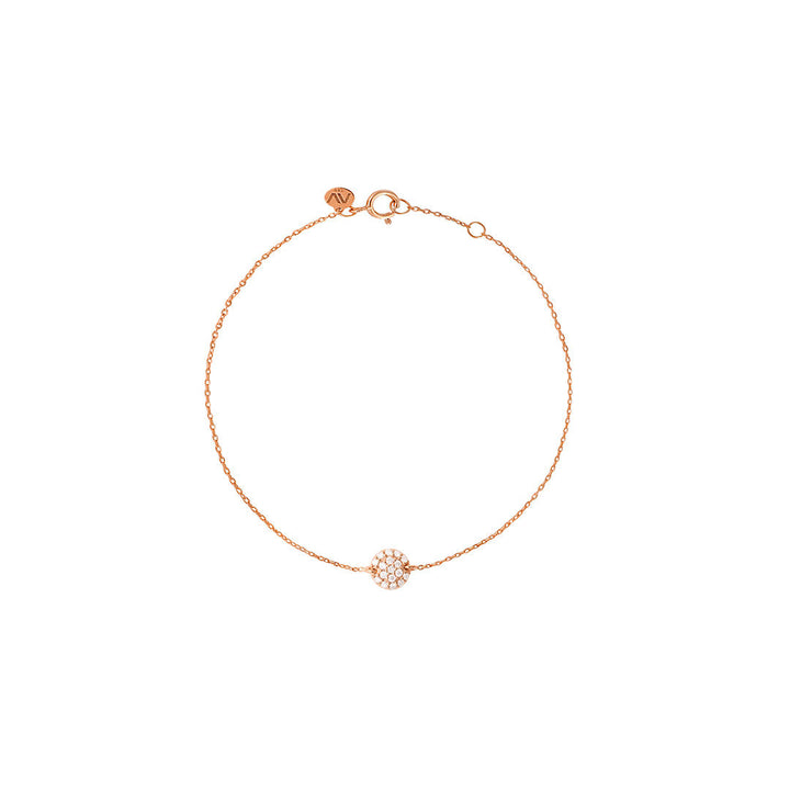 Round Pave 18k Rose Guld Armbånd m. Diamanter