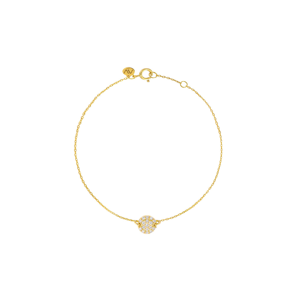 Round Pave 18K Gold Bracelet w. Diamonds
