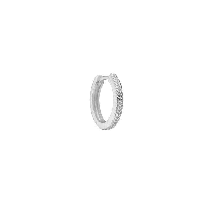 Fishbone small Silver Hoop w. Herringbone detail