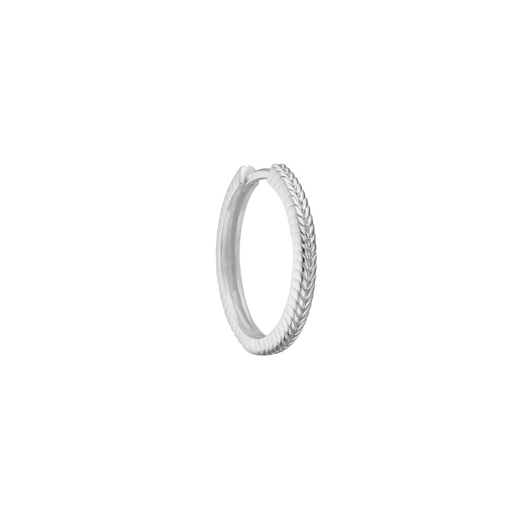 Fishbone medium Silver Hoop w. Herringbone detail