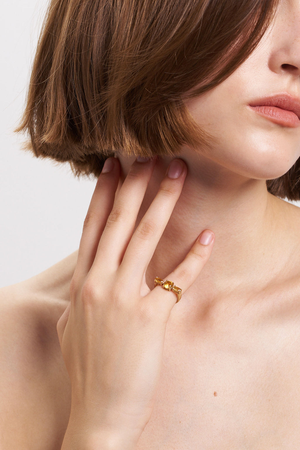 SHANA 9k Gold Ring w. Citrins