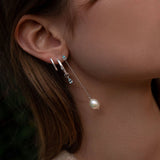 Pinstripe medium Silver Hoop