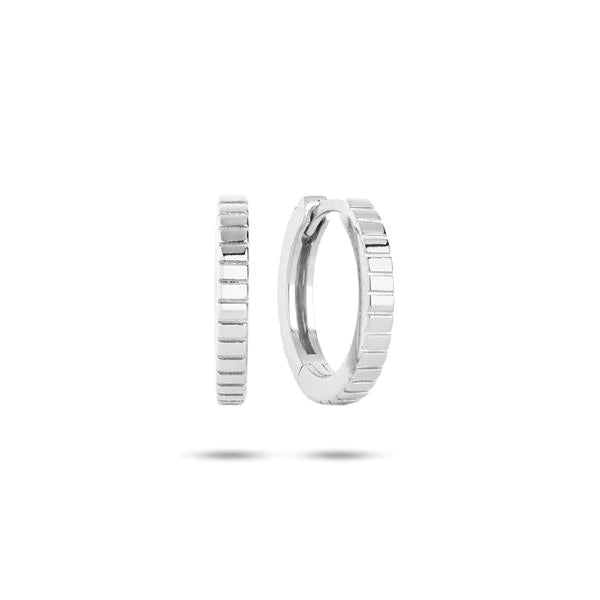 Pinstripe small Silver Hoop