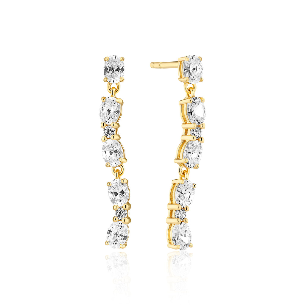 Ellera Ovale Sette Forgyldte Øreringe m. Zirkoner