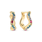 Ellera Waves Medium Gold Plated Earrings w. Zirconias
