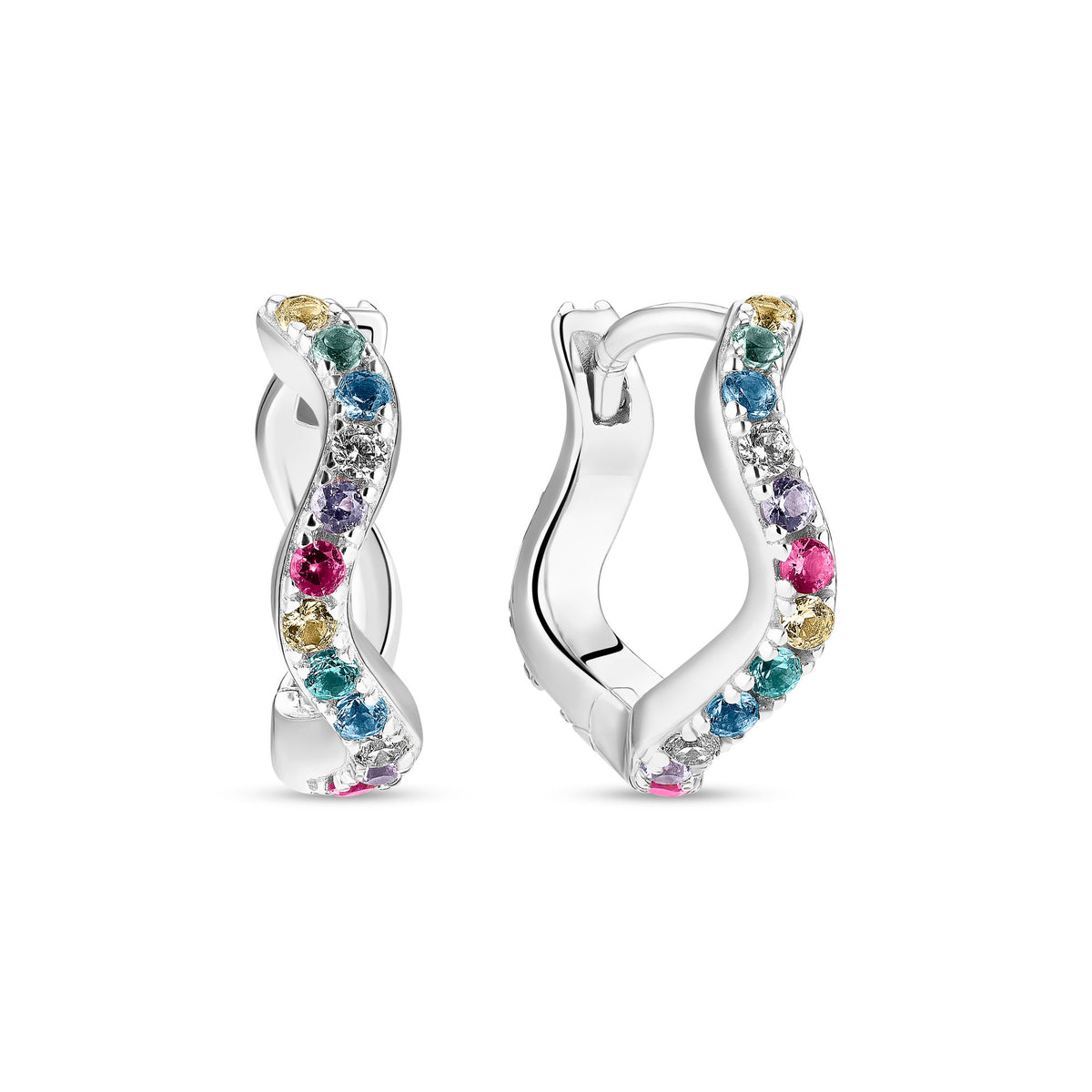 Ellera Waves Medium Silver Earrings w. Zirconias