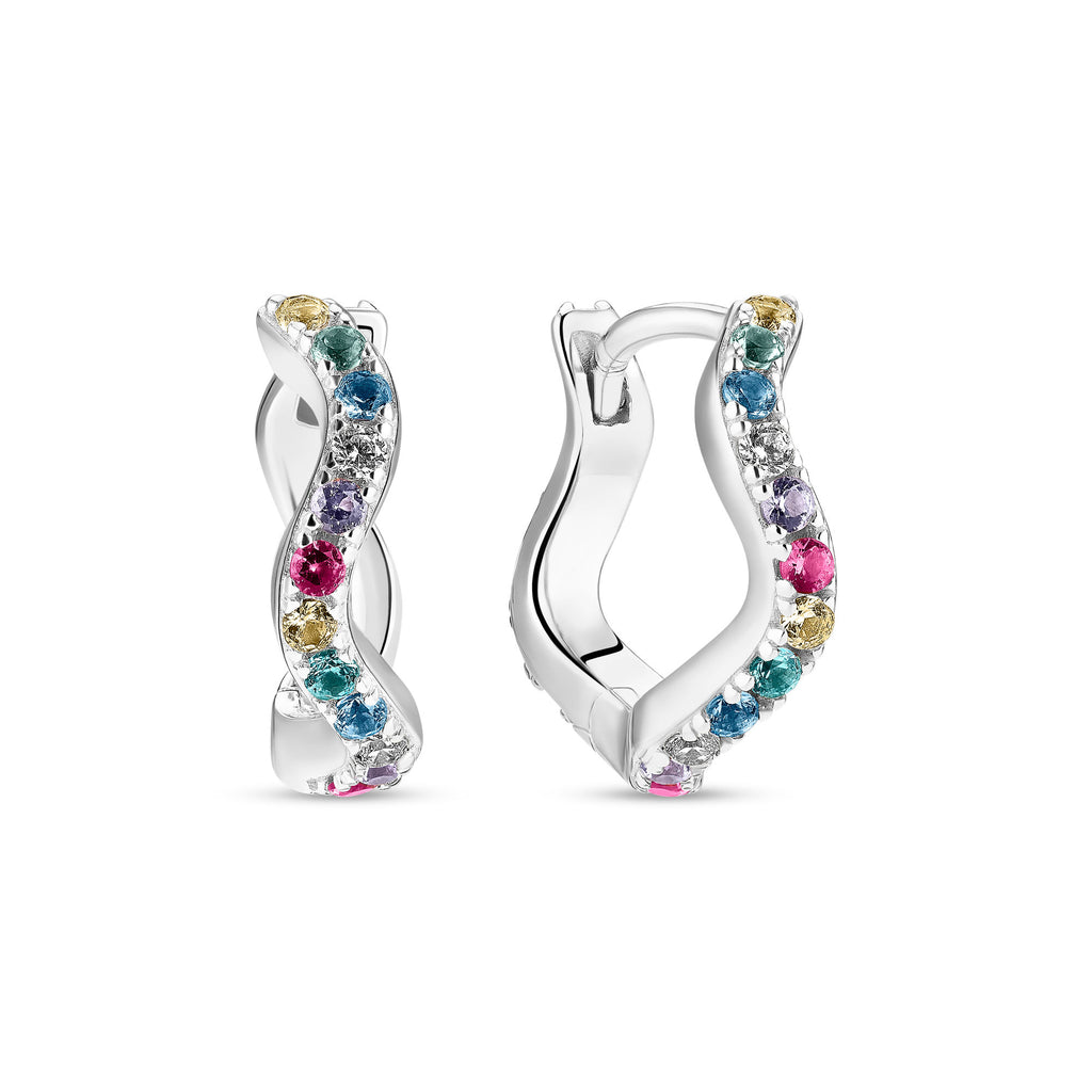 Ellera Waves Mellem Sølv Øreringe m. Zirkoner