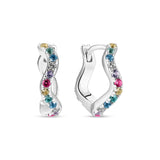 Ellera Waves Mellem Sølv Øreringe m. Zirkoner