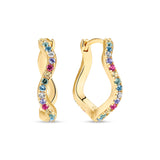 Ellera Wellen große goldplattierte Ohrringe w. Zirkonien