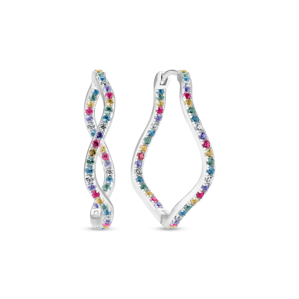 Ellera Wellen x-large silberne Ohrringe w. Zirkonien