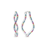 Ellera Wellen x-large silberne Ohrringe w. Zirkonien