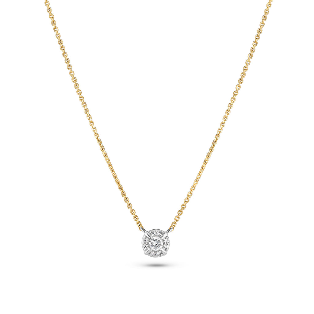 Rome 14K Whitegold & Gold Necklace w. Lab-Grown Diamonds