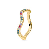 Ellera Waves Gold Plated Ring w. Zirconias