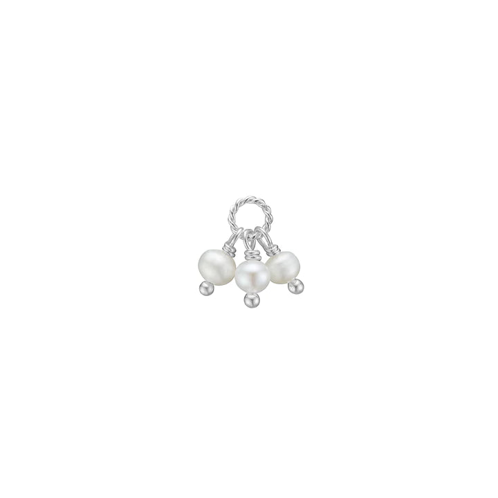 Charm Hanging Silver Pendant w. Pearls