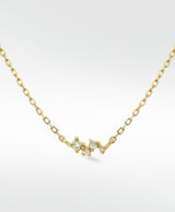 STAR CLUSTER 14K Gold Halskette w. Labor gewachsener Diamant