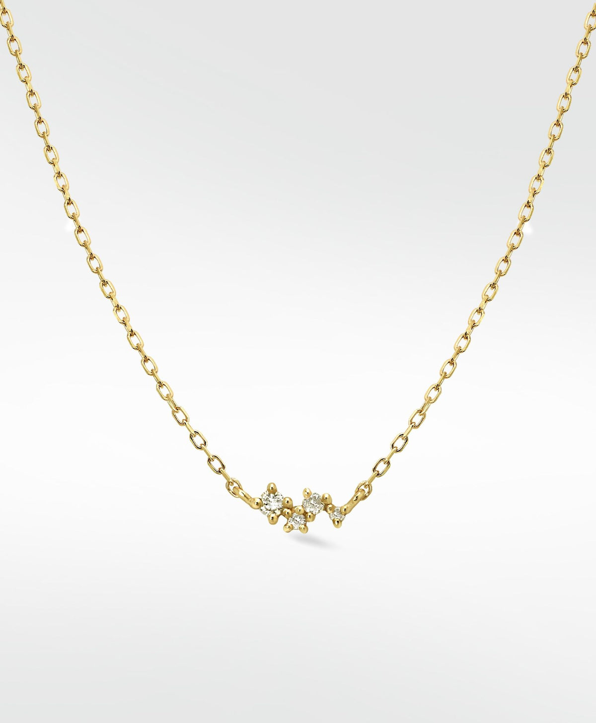 Star Cluster 14K Gold Necklace w. Lab-Grown Diamond