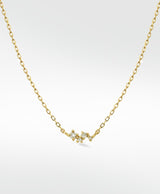 STAR CLUSTER 14K Gold Halskette w. Labor gewachsener Diamant