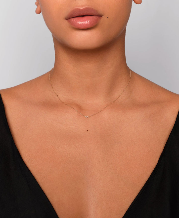 Star Cluster 14K Gold Necklace w. Lab-Grown Diamond