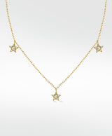 Tri-Star 14K Gold Halskette w. Labor gewachsener Diamant