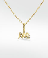 Aquarius Pendant 14K Gold Necklace w. Lab-Grown Diamond