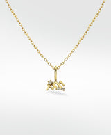 Aquarius Pendant 14K Gold Necklace w. Lab-Grown Diamond