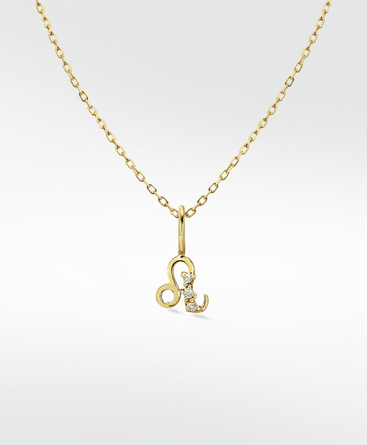 Leo Pendant 14K Gold Necklace w. Lab-Grown Diamond