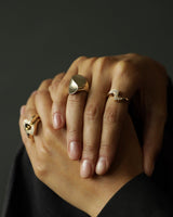 Wave 14K Gold Ring w. Diamonds