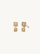 Cube no.2 14K Guld Ørestik m. Diamanter