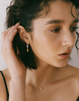 Studio 18k Guld Ørering m. Topas & Tourmalin