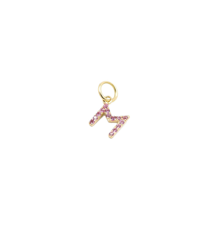 Charm ABC Brief 18K Gold Anhänger w. Pink Topaz