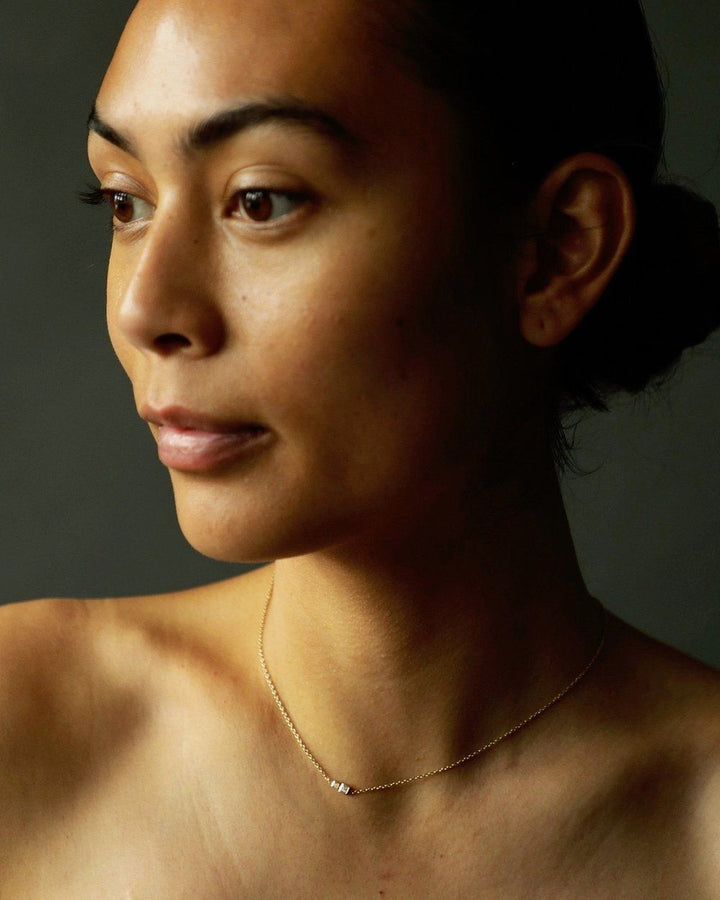 Cube no 2. 14K Gold Necklace w. Diamonds