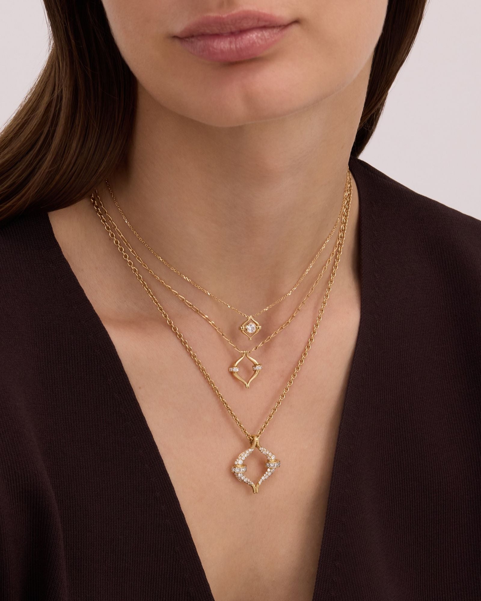 Eboris Maxi Pavéd 18K Gold Necklace w. Diamonds