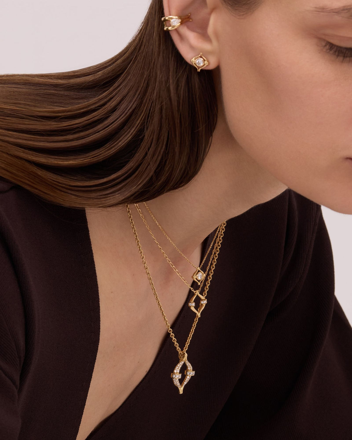 Eboris Maxi Pavéd 18K Gold Necklace w. Diamonds