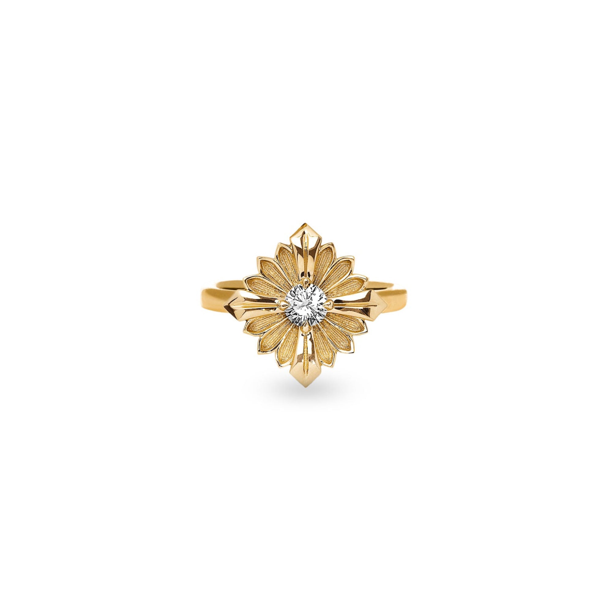 Stamp Diamond 18K Gold Ring w. Diamond