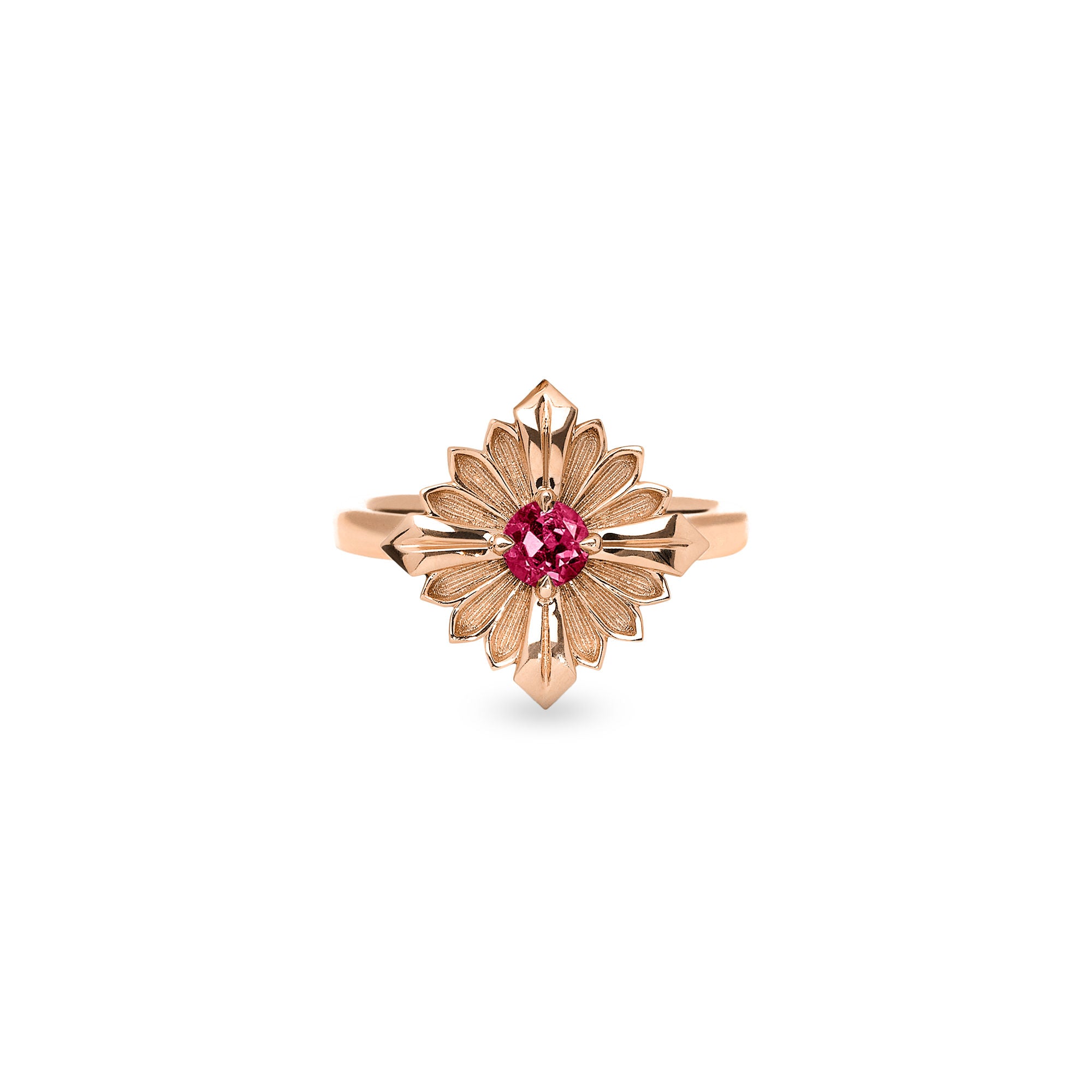Stamp Rubellite 18K Rosaguld Ring m. Rubellite