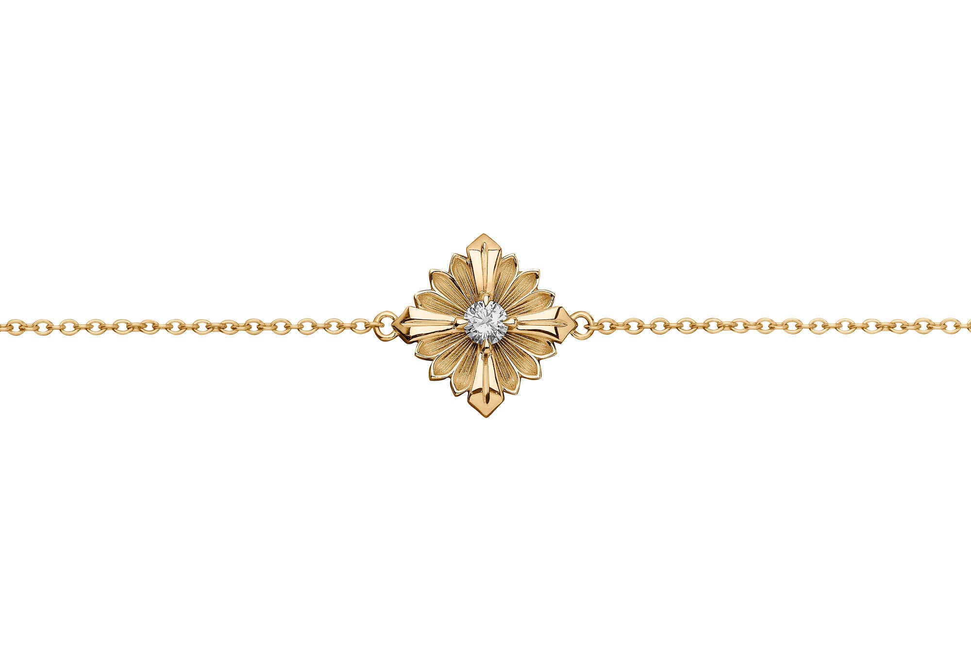 Stamp Diamond 18K Gold Bracelet w. Diamond