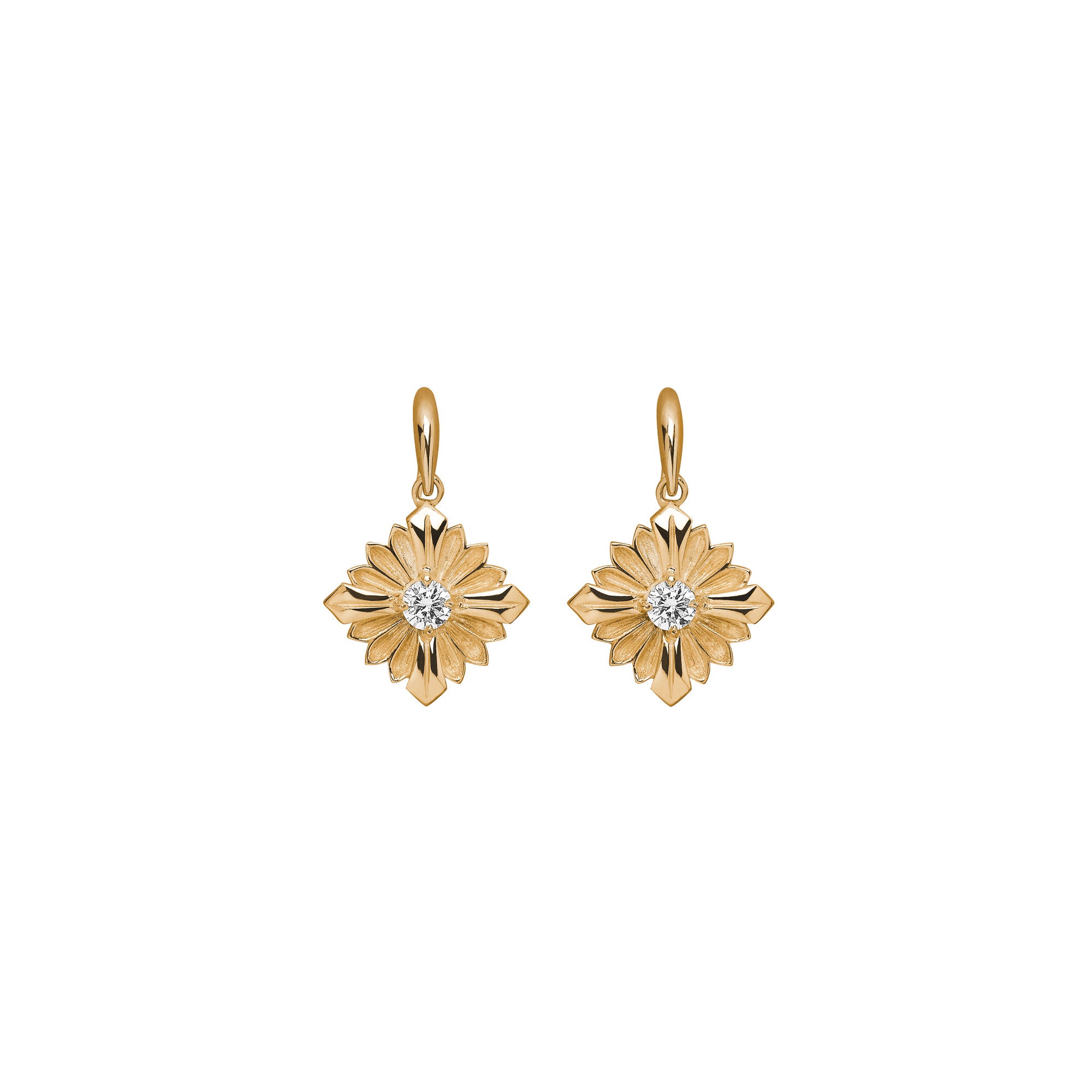 Stamp Diamond 18K Gold Earring w. Diamonds