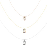 Alphabet 18K Gold, Rosegold or Whitegold Inital S Pendant w. Solitaire Lab-Grown Diamond