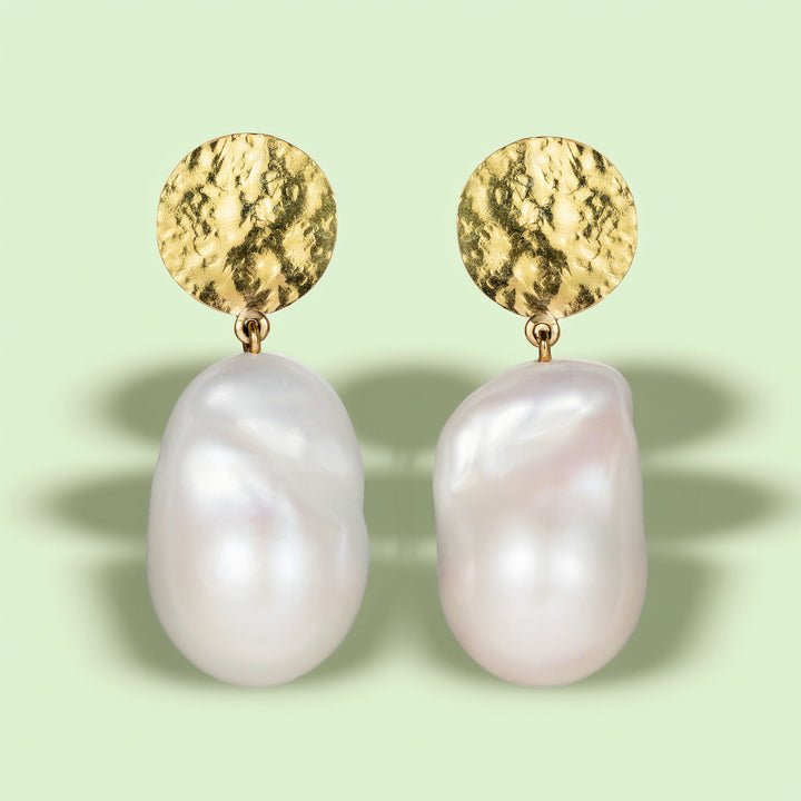 Baroque Pearl 18K Gold Earrings