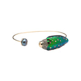 Scarab And Pearl Rose Gold & Silver Bangle