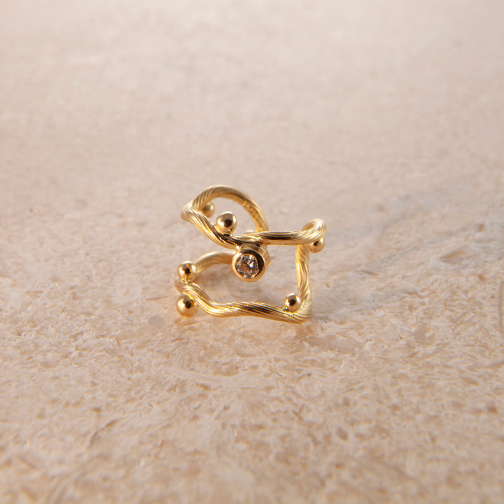 Seafire 18K Gold Ear Cuff w. Diamond