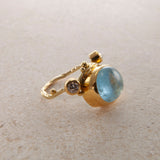 Seafire 18K & 22K Gold Ring w. Aquamarine & Diamonds